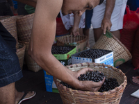 Acai fruit traders, known as the black gold of the Amazon, are at the municipal market in Afua, Para, Brazil, on September 30, 2024. (