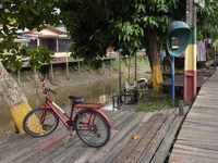 A bicycle parks on a street in Afua, Para, Brazil, known as the city of bicycles, located at the mouth of the Amazon River, on October 1, 20...