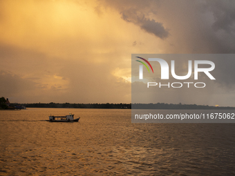 In Afua, Para, Brazil, on October 1, 2024, it is late afternoon at the mouth of the Amazon River. (