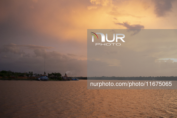 In Afua, Para, Brazil, on October 1, 2024, it is late afternoon at the mouth of the Amazon River. 