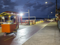 A popcorn cart is at the mouth of the Amazon River in Afua, Para, Brazil, on October 1, 2024. (