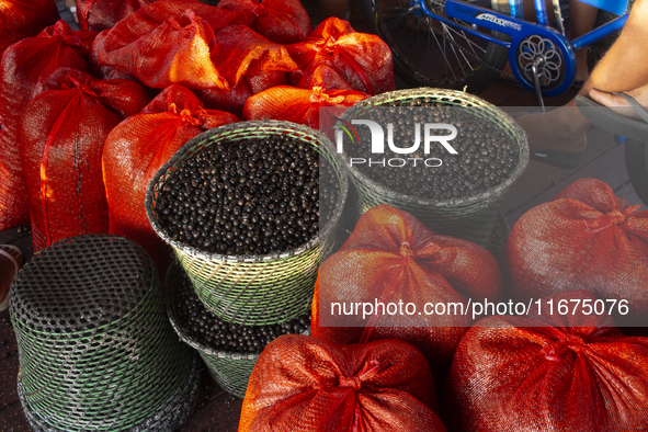 Acai fruit, known as the black gold of the Amazon, is at the municipal market in Afua, Para, Brazil, on October 2, 2024. 