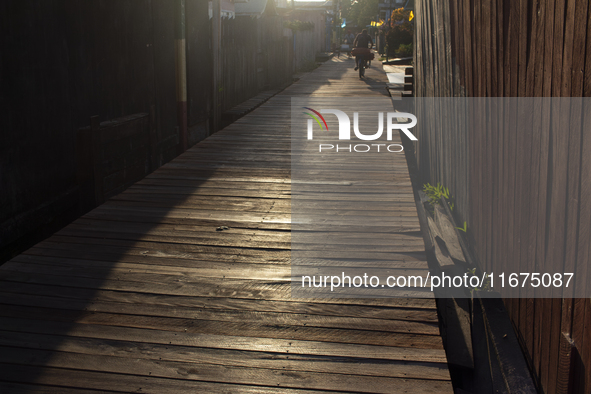 People ride bicycles in the streets of the city known as the city of bicycles, located at the mouth of the Amazon River, in Afua, Para, Braz...