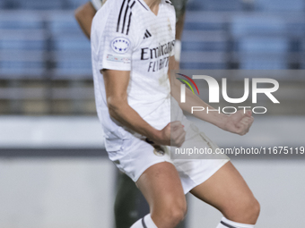 Signe Bruun of Real Madrid women celebrates a goal during the UEFA Women's Champions League match between Real Madrid and Celtic club women...