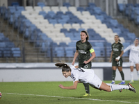 Signe Bruun of Real Madrid Women scores a goal during the UEFA Women's Champions League match between Real Madrid and Celtic Club Women at A...