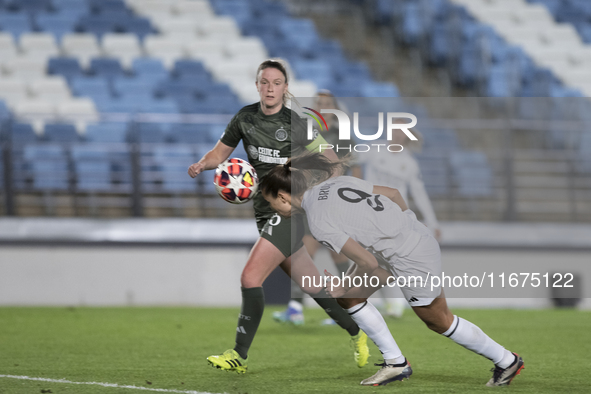 Signe Bruun of Real Madrid Women scores a goal during the UEFA Women's Champions League match between Real Madrid and Celtic Club Women at A...