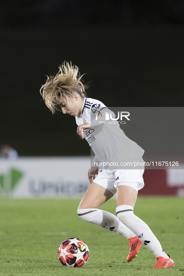 Olga Carmona of Real Madrid women plays during the UEFA Women's Champions League match between Real Madrid and Celtic club women at Alfredo...