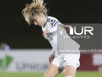 Olga Carmona of Real Madrid women plays during the UEFA Women's Champions League match between Real Madrid and Celtic club women at Alfredo...