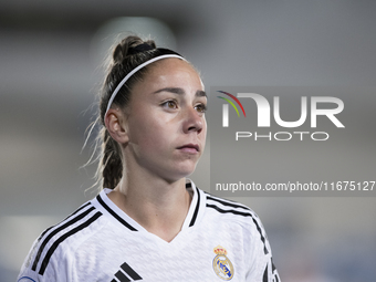 Athenea del Castillo of Real Madrid women plays during the UEFA Women's Champions League match between Real Madrid and Celtic club women at...