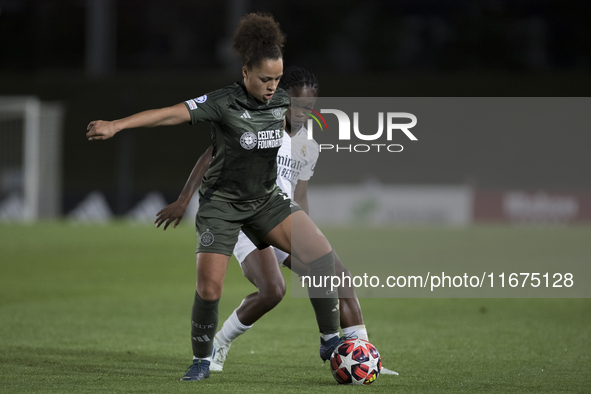 Celya Barclais of Celtic Football Club Women and Linda Caicedo of Real Madrid Women fight for the ball during the UEFA Women's Champions Lea...