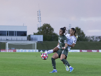 Maelle Lakrar of Real Madrid Women and Bruna Lourenco of Celtic Football Club Women fight for the ball during the UEFA Women's Champions Lea...