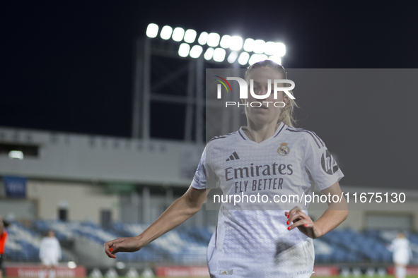 Melanie Leupolz of Real Madrid women plays during the UEFA Women's Champions League match between Real Madrid and Celtic club women at Alfre...