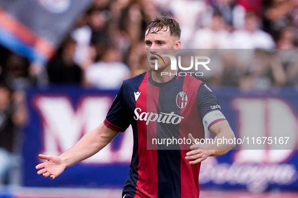 Sam Beukema of Bologna FC looks on during the Serie A Enilive match between Bologna FC and Parma Calcio 1903 at Stadio Renato Dall'Ara on Oc...