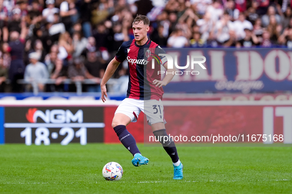 Sam Beukema of Bologna FC during the Serie A Enilive match between Bologna FC and Parma Calcio 1903 at Stadio Renato Dall'Ara on October 06,...