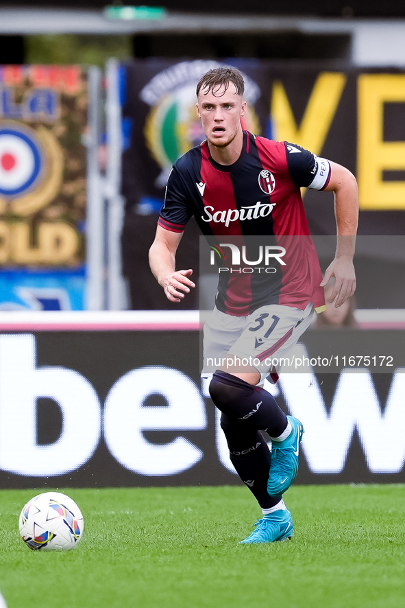 Sam Beukema of Bologna FC during the Serie A Enilive match between Bologna FC and Parma Calcio 1903 at Stadio Renato Dall'Ara on October 06,...