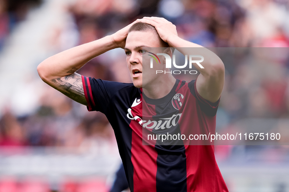 Emil Holm of Bologna FC looks dejected during the Serie A Enilive match between Bologna FC and Parma Calcio 1903 at Stadio Renato Dall'Ara o...