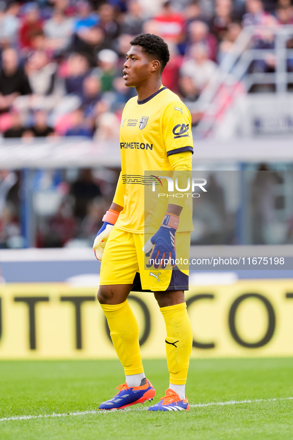 Zion Suzuki of Parma Calcio 1903 looks on during the Serie A Enilive match between Bologna FC and Parma Calcio 1903 at Stadio Renato Dall'Ar...