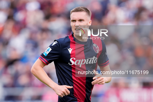 Michel Aebischer of Bologna FC looks on during the Serie A Enilive match between Bologna FC and Parma Calcio 1903 at Stadio Renato Dall'Ara...