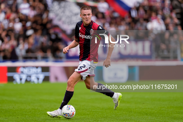 Emil Holm of Bologna FC during the Serie A Enilive match between Bologna FC and Parma Calcio 1903 at Stadio Renato Dall'Ara on October 06, 2...