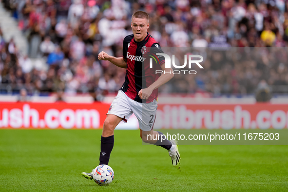 Emil Holm of Bologna FC during the Serie A Enilive match between Bologna FC and Parma Calcio 1903 at Stadio Renato Dall'Ara on October 06, 2...