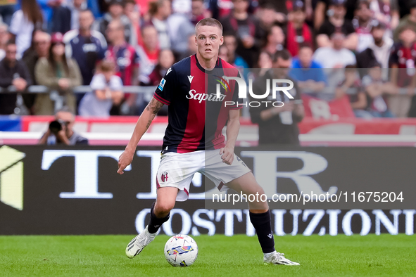 Emil Holm of Bologna FC during the Serie A Enilive match between Bologna FC and Parma Calcio 1903 at Stadio Renato Dall'Ara on October 06, 2...