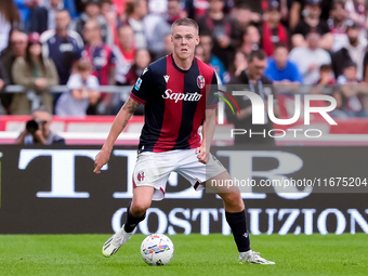 Emil Holm of Bologna FC during the Serie A Enilive match between Bologna FC and Parma Calcio 1903 at Stadio Renato Dall'Ara on October 06, 2...