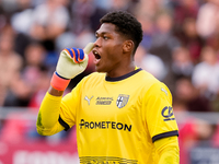 Zion Suzuki of Parma Calcio 1903 yells during the Serie A Enilive match between Bologna FC and Parma Calcio 1903 at Stadio Renato Dall'Ara o...