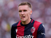 Michel Aebischer of Bologna FC reacts during the Serie A Enilive match between Bologna FC and Parma Calcio 1903 at Stadio Renato Dall'Ara on...