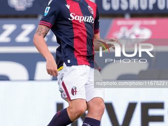 Emil Holm of Bologna FC during the Serie A Enilive match between Bologna FC and Parma Calcio 1903 at Stadio Renato Dall'Ara on October 06, 2...