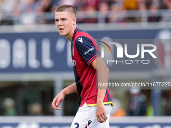 Emil Holm of Bologna FC during the Serie A Enilive match between Bologna FC and Parma Calcio 1903 at Stadio Renato Dall'Ara on October 06, 2...