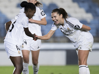 Linda Caicedo and Signe Bruun of Real Madrid women celebrate a goal during the UEFA Women's Champions League match between Real Madrid and C...