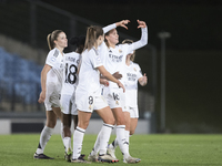 Caroline Moller of Real Madrid women celebrates a goal during the UEFA Women's Champions League match between Real Madrid and Celtic club wo...