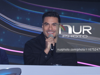 Carlos Rivera speaks during a press conference to promote the launch of ?Quien es La Mascara? season 6 at Televisa San Angel in Mexico City,...