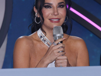 Martha Higareda speaks during a press conference to promote the launch of ?Quien es La Mascara? season 6 at Televisa San Angel in Mexico Cit...