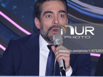 Omar Chaparro speaks during a press conference to promote the launch of ?Quien es La Mascara? season 6 at Televisa San Angel in Mexico City,...