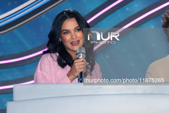 Kiara Liz speaks during a press conference to promote the launch of ?Quien es La Mascara? season 6 at Televisa San Angel in Mexico City, Mex...