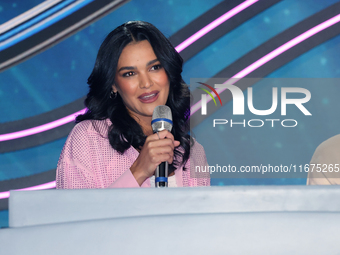 Kiara Liz speaks during a press conference to promote the launch of ?Quien es La Mascara? season 6 at Televisa San Angel in Mexico City, Mex...