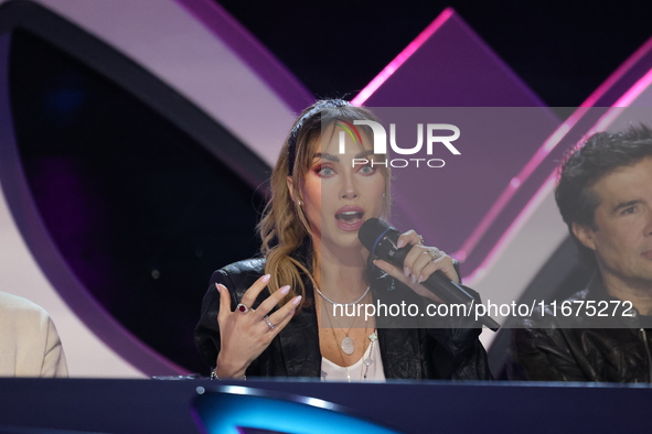 Anahi Puente speaks during a press conference to promote the launch of ?Quien es La Mascara? season 6 at Televisa San Angel in Mexico City,...