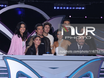 (L-R) Kiara Liz, Anahi Puente, Miguel Angel Fox, Juanpa Zurita, Martha Higareda, Carlos Rivera, Omar Chaparro, and Marisol Gonzalez pose for...