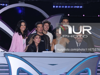 (L-R) Kiara Liz, Anahi Puente, Miguel Angel Fox, Juanpa Zurita, Martha Higareda, Carlos Rivera, Omar Chaparro, and Marisol Gonzalez pose for...