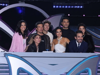 (L-R) Kiara Liz, Anahi Puente, Miguel Angel Fox, Juanpa Zurita, Martha Higareda, Carlos Rivera, Omar Chaparro, and Marisol Gonzalez pose for...