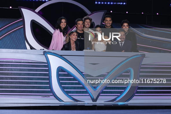 (L-R) Kiara Liz, Anahi Puente, Miguel Angel Fox, Juanpa Zurita, Martha Higareda, Carlos Rivera, Omar Chaparro, and Marisol Gonzalez pose for...