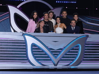 (L-R) Kiara Liz, Anahi Puente, Miguel Angel Fox, Juanpa Zurita, Martha Higareda, Carlos Rivera, Omar Chaparro, and Marisol Gonzalez pose for...