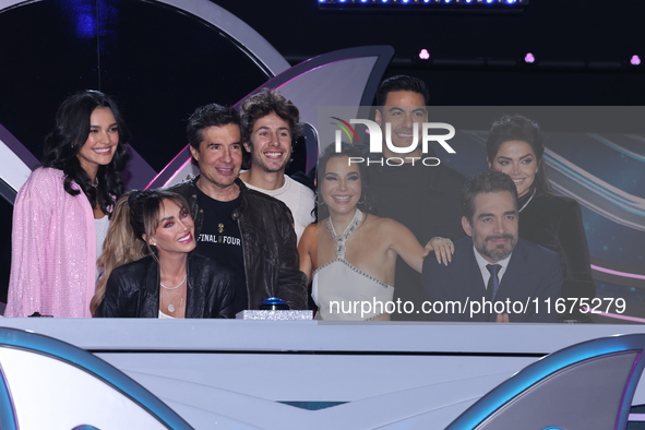 (L-R) Kiara Liz, Anahi Puente, Miguel Angel Fox, Juanpa Zurita, Martha Higareda, Carlos Rivera, Omar Chaparro, and Marisol Gonzalez pose for...