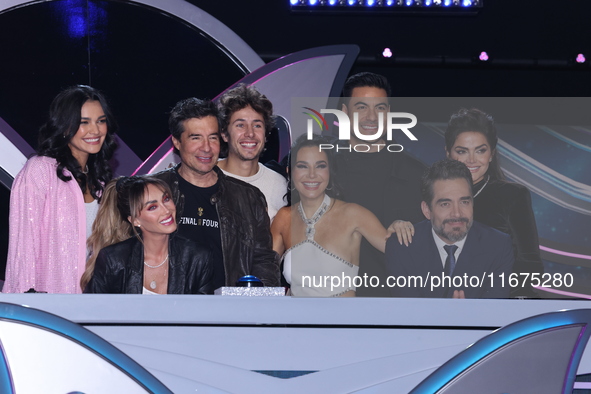 (L-R) Kiara Liz, Anahi Puente, Miguel Angel Fox, Juanpa Zurita, Martha Higareda, Carlos Rivera, Omar Chaparro, and Marisol Gonzalez pose for...