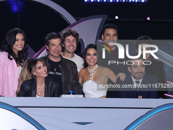 (L-R) Kiara Liz, Anahi Puente, Miguel Angel Fox, Juanpa Zurita, Martha Higareda, Carlos Rivera, Omar Chaparro, and Marisol Gonzalez pose for...