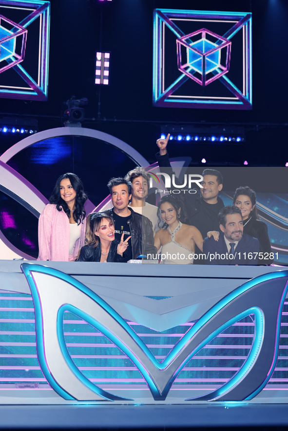 (L-R) Kiara Liz, Anahi Puente, Miguel Angel Fox, Juanpa Zurita, Martha Higareda, Carlos Rivera, Omar Chaparro, and Marisol Gonzalez pose for...