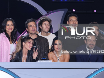 (L-R) Kiara Liz, Anahi Puente, Miguel Angel Fox, Juanpa Zurita, Martha Higareda, Carlos Rivera, Omar Chaparro, and Marisol Gonzalez pose for...