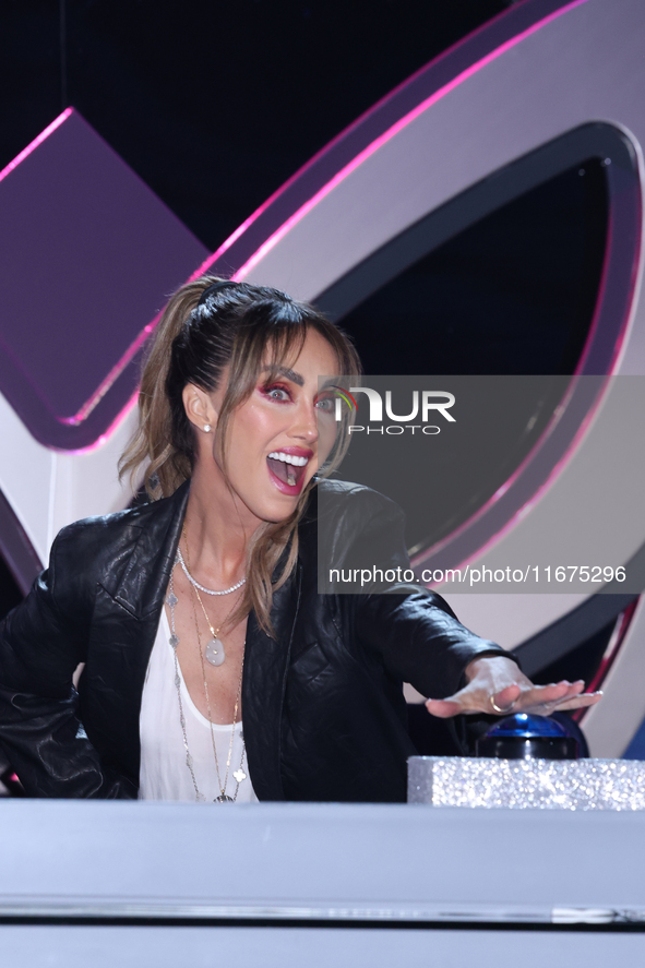 Anahi Puente poses during a press conference to promote the launch of ?Quien es La Mascara? season 6 at Televisa San Angel in Mexico City, M...