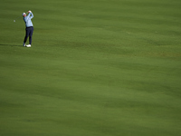 Ewen Ferguson of Scotland plays his second shot on the 14th hole on day one of the Estrella Damm N.A. Andalucia Masters 2024 at Real Club de...